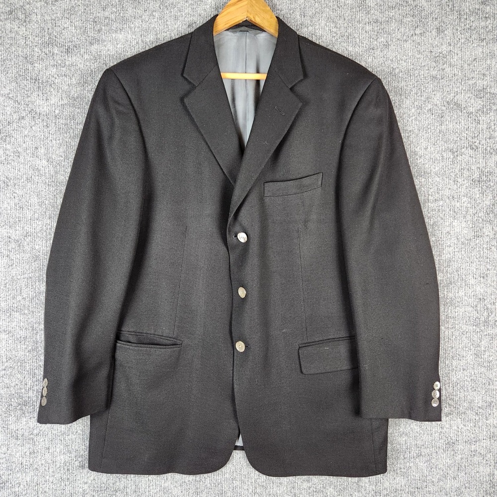 Tallia Uomo Loro Piana Blazer Wool Mens 44R Black 3 Button Sport Coat Jacket